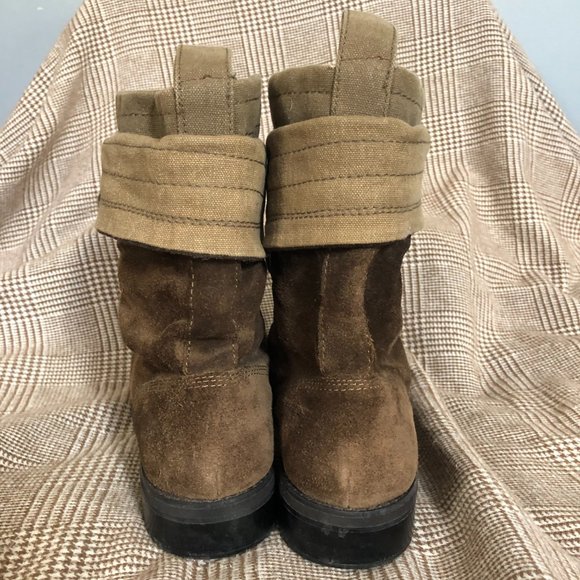 Nine West Vintage Foldover Combat Boot Suede Flat lace-up Women's 10 Distressed - Picture 6 of 10